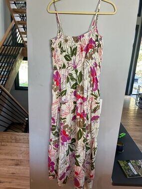 GAP NWTCream Maxi Dress with Pink & Green Floral Print